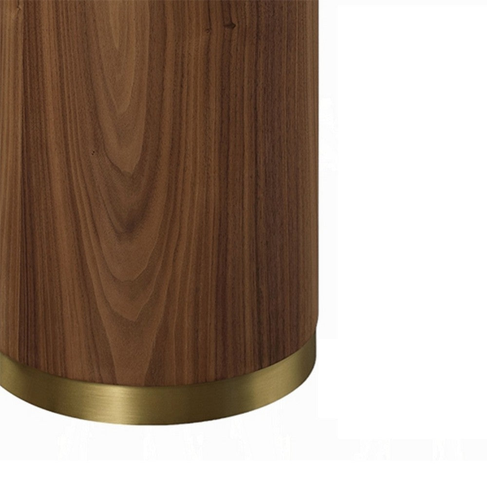 Iliana Side End Table 21 Inch Oval Top Round Pedestal Walnut Brown BM327230