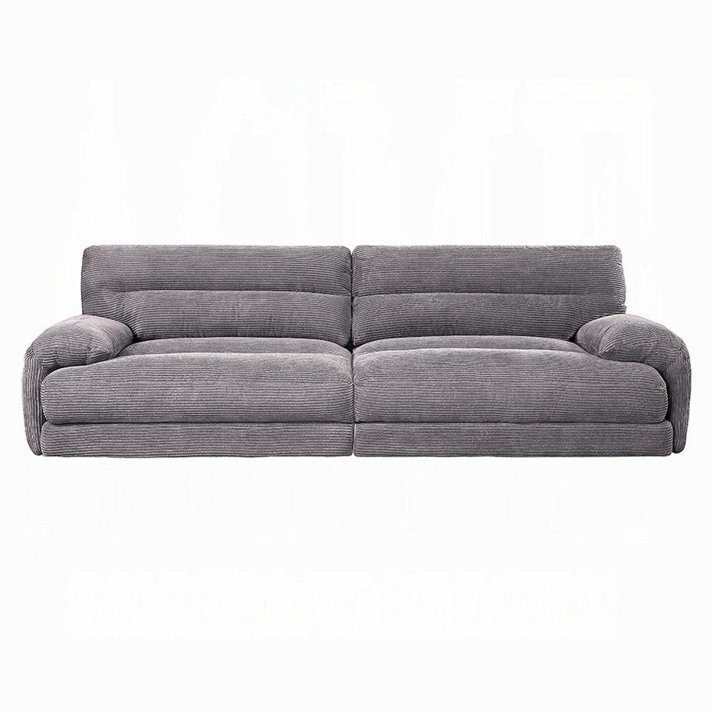 Enzo Sofa Rolled Cushioned Armrests Modern Gray Corduroy Upholstery BM327231