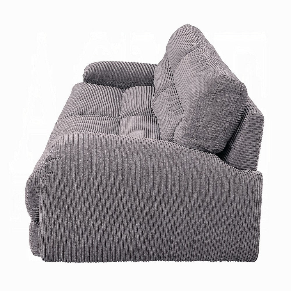 Enzo Sofa Rolled Cushioned Armrests Modern Gray Corduroy Upholstery BM327231