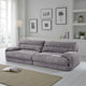 Enzo Sofa, Rolled Cushioned Armrests, Modern Gray Corduroy Upholstery