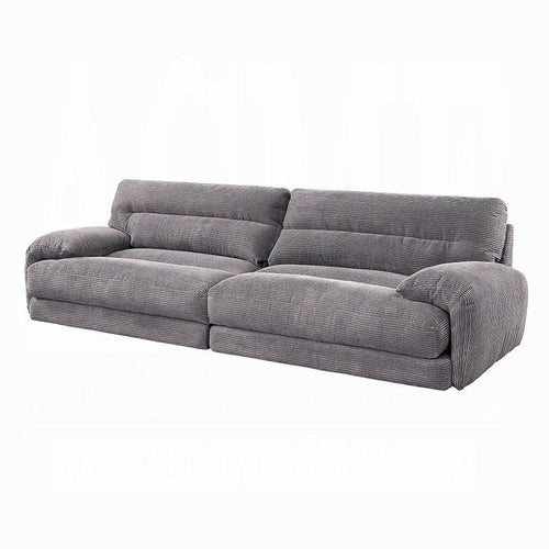 Enzo Loveseat, Rolled Cushioned Armrests, Modern Gray Corduroy Fabric