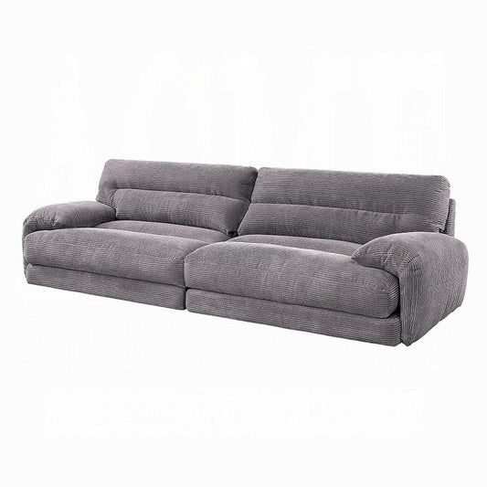 Enzo Loveseat, Rolled Cushioned Armrests, Modern Gray Corduroy Fabric