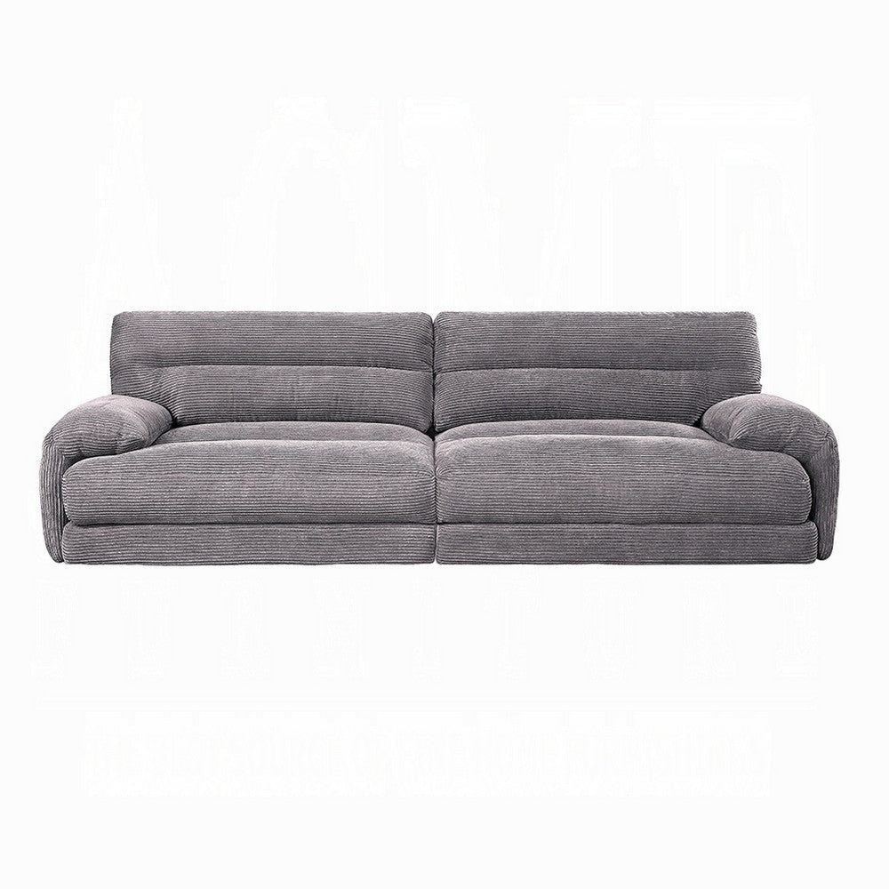 Enzo Loveseat Rolled Cushioned Armrests Modern Gray Corduroy Fabric BM327232