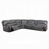 Saley Power Motion Sectional Sofa, USB, Gray Faux Leather, Console
