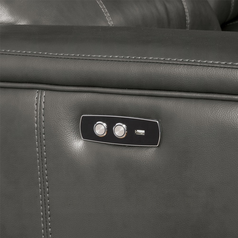 Saley Power Motion Sectional Sofa USB Gray Faux Leather Console BM327233