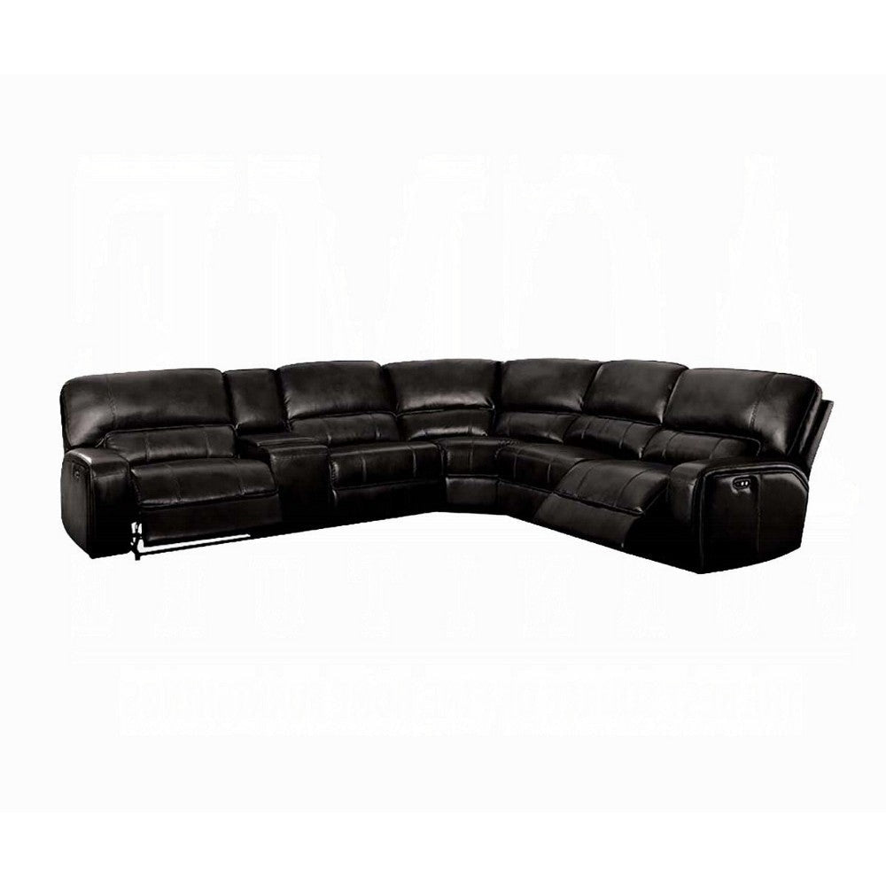 Saley Power Motion Sectional Sofa USB Black Faux Leather Console BM327234