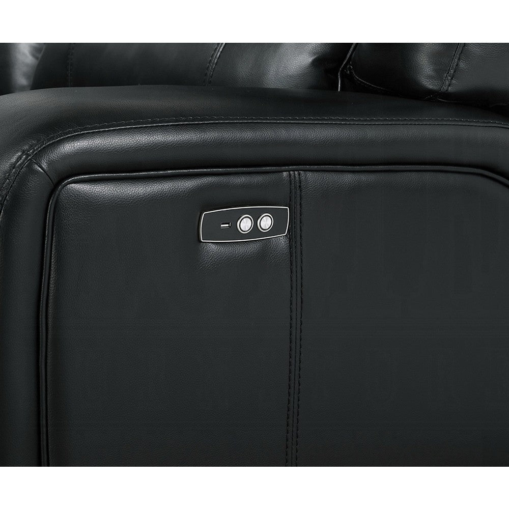 Saley Power Motion Sectional Sofa USB Black Faux Leather Console BM327234
