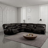 Saley Power Motion Sectional Sofa, USB, Black Faux Leather, Console