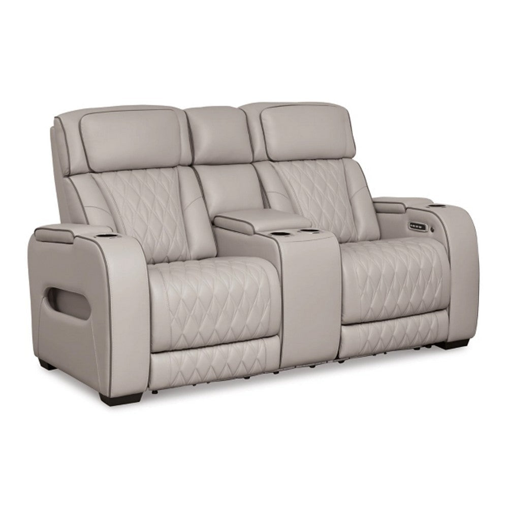 Ashley Boyin Power Recliner Loveseat | Gray Faux Leather | USB Port | 75’’ BM327282