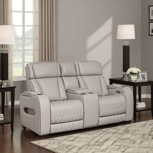 Ashley Boyin Power Recliner Loveseat | Gray Faux Leather | USB Port | 75"