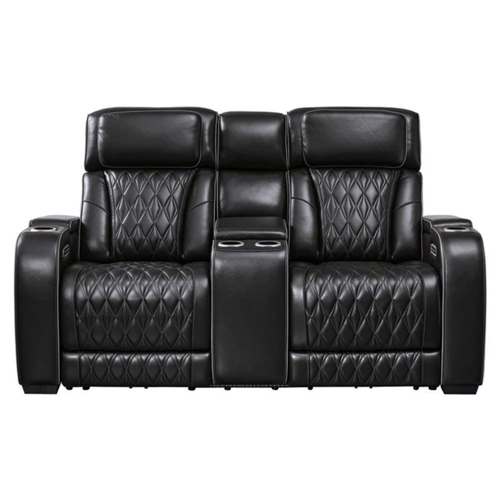 Ashley Boyin Power Recliner Loveseat | Black Faux Leather | USB Port | 75’’ BM327283