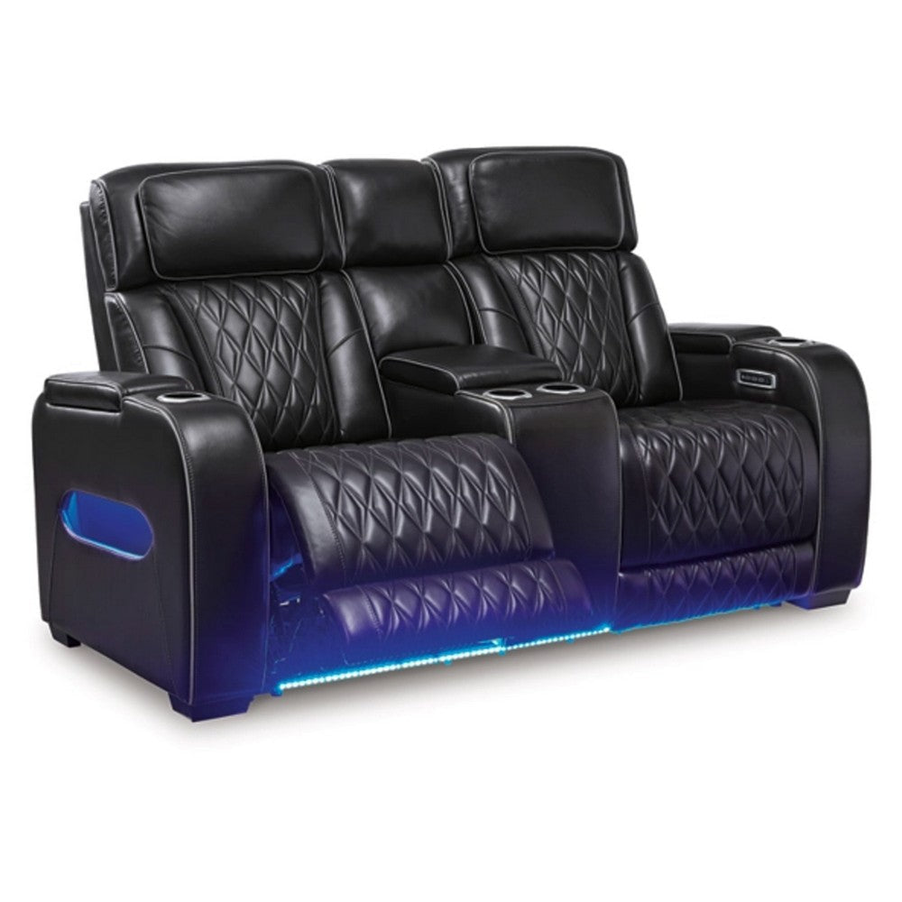 Ashley Boyin Power Recliner Loveseat | Black Faux Leather | USB Port | 75’’ BM327283