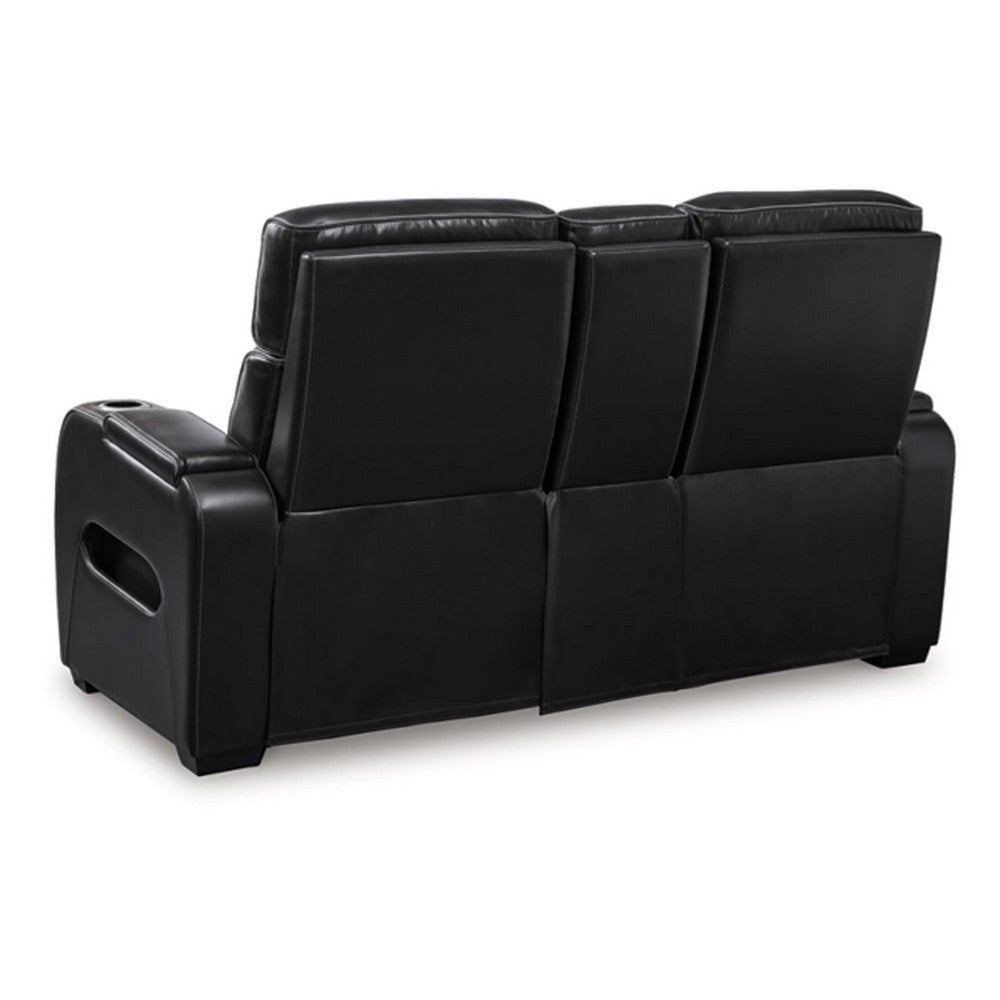 Ashley Boyin Power Recliner Loveseat | Black Faux Leather | USB Port | 75’’ BM327283