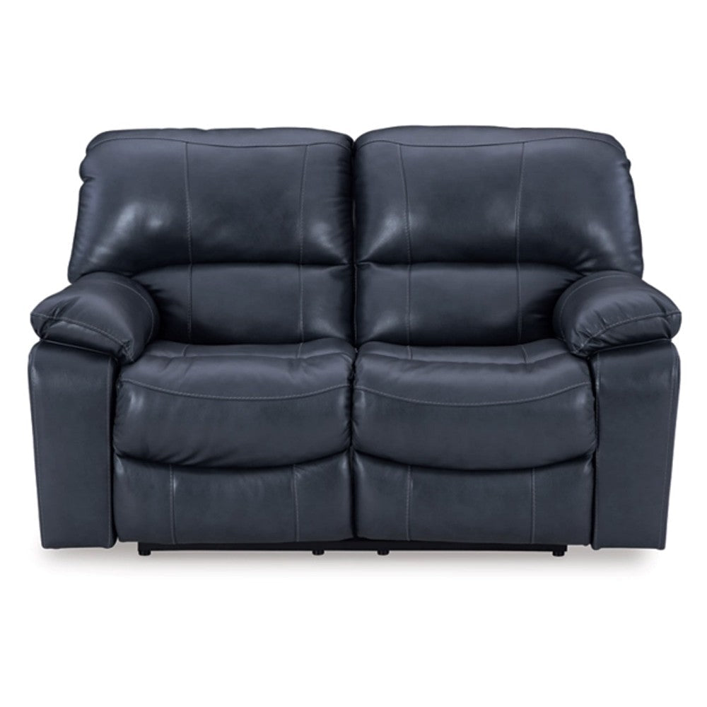 Ashley Leesa Power Recliner Loveseat | Ocean Blue Leather | USB Port | 65’’ BM327288
