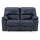 Ashley Leesa Power Recliner Loveseat | Ocean Blue Leather | USB Port | 65’’ BM327288