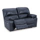 Ashley Leesa Power Recliner Loveseat | Ocean Blue Leather | USB Port | 65’’ BM327288
