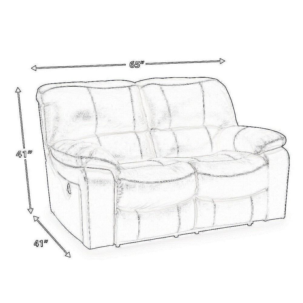 Ashley Leesa Power Recliner Loveseat | Ocean Blue Leather | USB Port | 65’’ BM327288