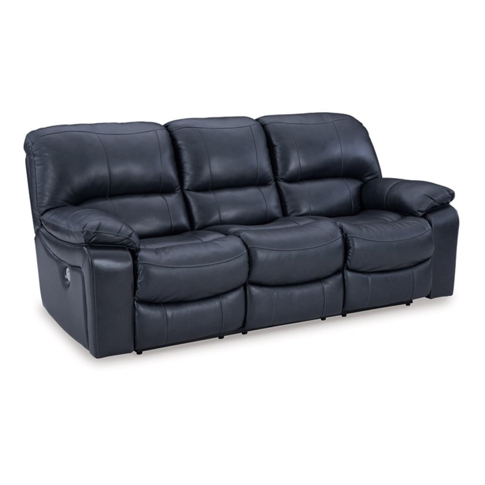 Ashley Leesa Power Recliner Sofa | Soft Ocean Blue Leather | USB Port | 88"