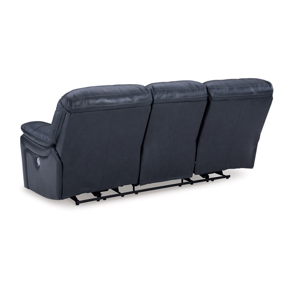 Ashley Leesa Power Recliner Sofa | Soft Ocean Blue Leather | USB Port | 88’’ BM327289