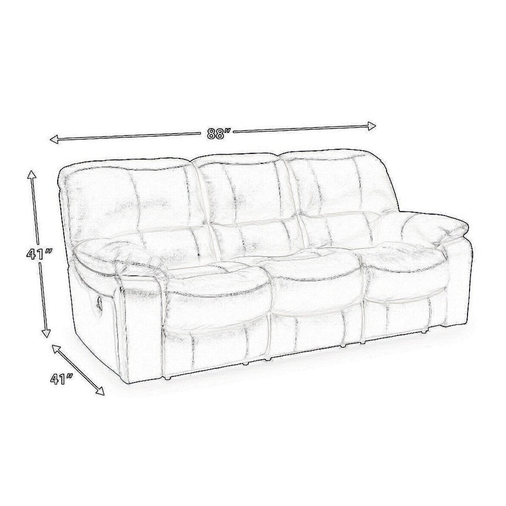 Ashley Leesa Power Recliner Sofa | Soft Ocean Blue Leather | USB Port | 88’’ BM327289