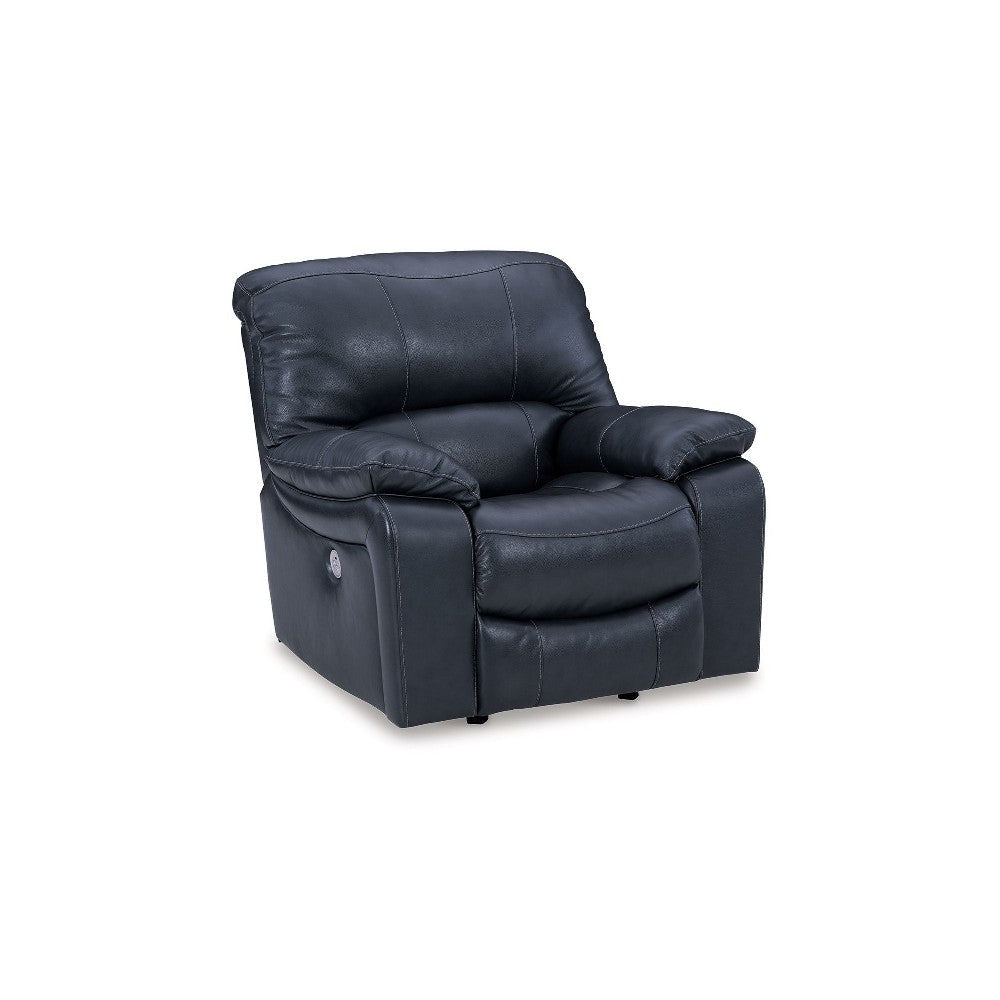 Ashley Leesa Power Rocker Recliner Chair | Soft Ocean Blue Leather | USB Port BM327290