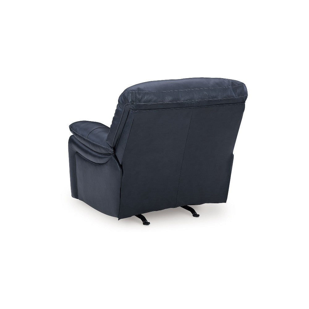 Ashley Leesa Power Rocker Recliner Chair | Soft Ocean Blue Leather | USB Port BM327290