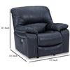 Ashley Leesa Power Rocker Recliner Chair | Soft Ocean Blue Leather | USB Port BM327290
