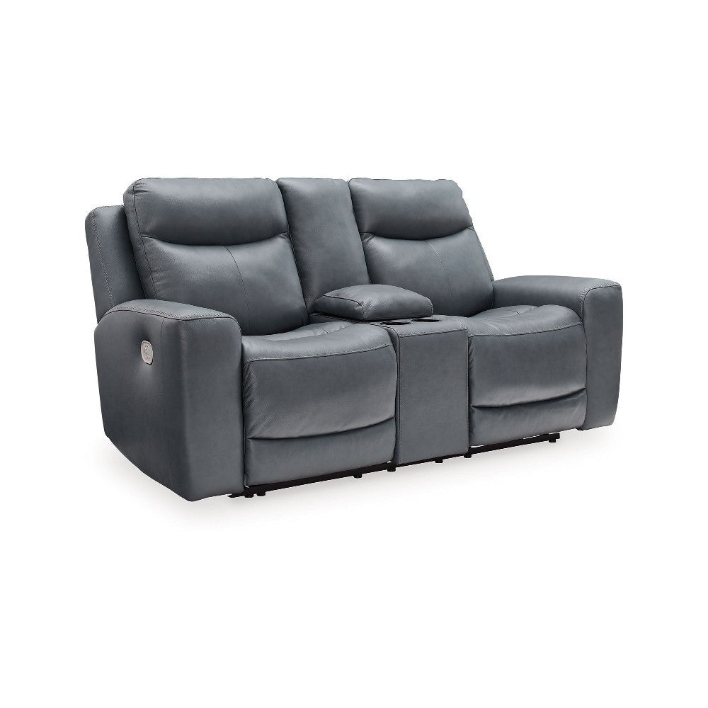 Ashley Minda Power Recliner Loveseat | Rich Gray Real Leather | USB | 79’’ BM327291