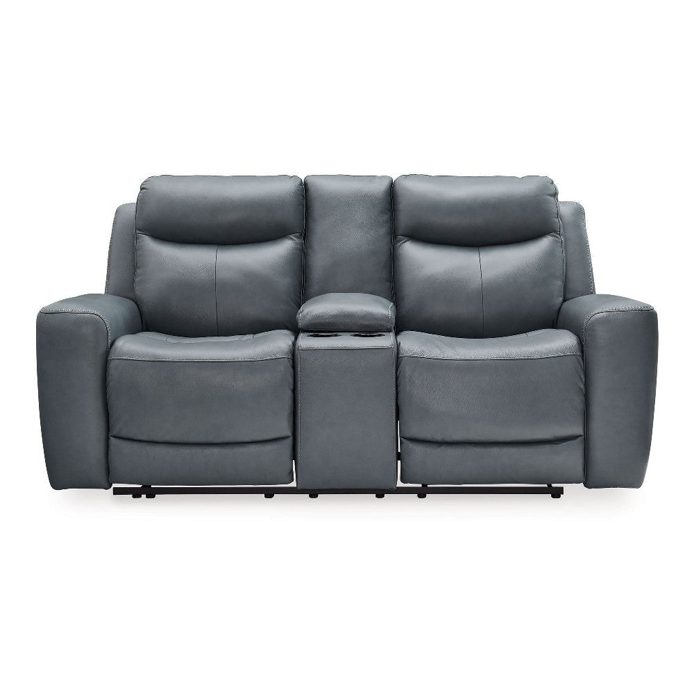 Ashley Minda Power Recliner Loveseat | Rich Gray Real Leather | USB | 79’’ BM327291