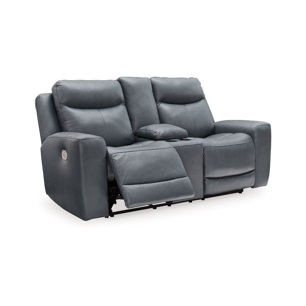 Ashley Minda Power Recliner Loveseat | Rich Gray Real Leather | USB | 79’’ BM327291