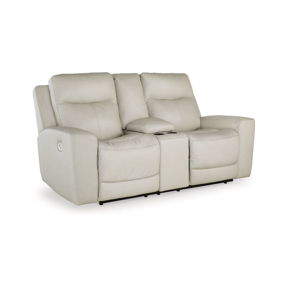 Ashley Minda Power Recliner Loveseat | Off White Real Leather | USB | 79’’ BM327292