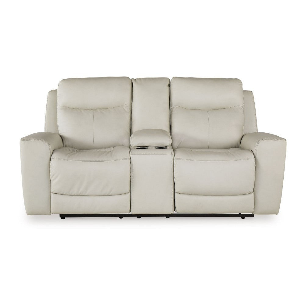 Ashley Minda Power Recliner Loveseat | Off White Real Leather | USB | 79’’ BM327292