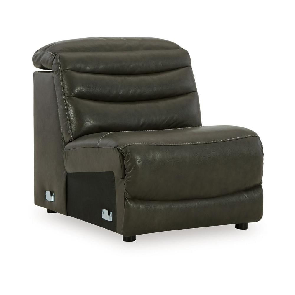 Ashley Winona Modular Armless Accent Chair | Tufted Dark Gray Faux Leather BM327294