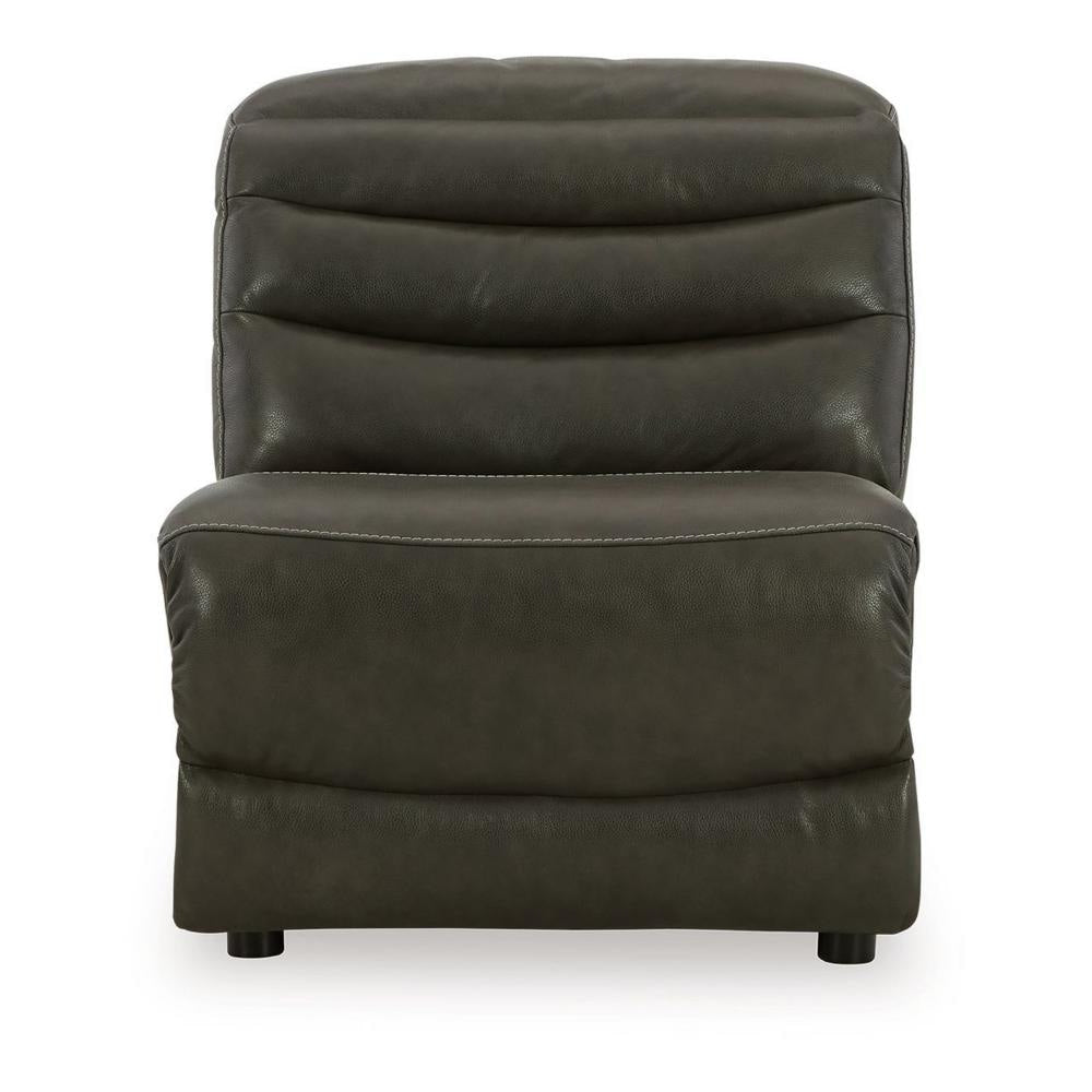 Ashley Winona Modular Armless Accent Chair | Tufted Dark Gray Faux Leather BM327294