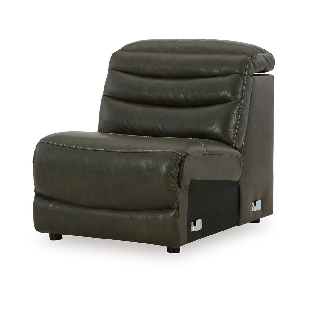 Ashley Winona Modular Armless Accent Chair | Tufted Dark Gray Faux Leather