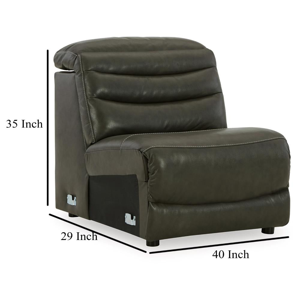 Ashley Winona Modular Armless Accent Chair | Tufted Dark Gray Faux Leather BM327294