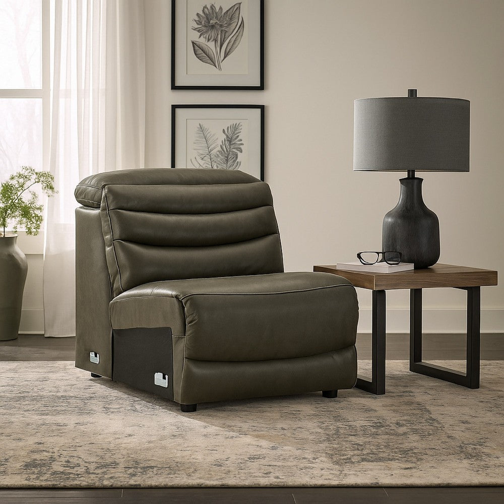 Ashley Winona Modular Armless Accent Chair | Tufted Dark Gray Faux Leather
