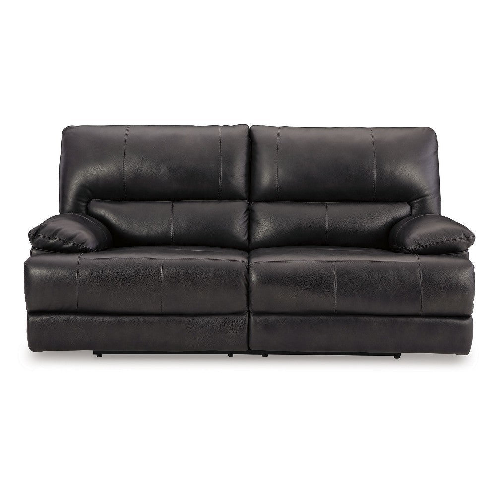 Ashley Monto Power Recliner Sofa | Plush Black Real Leather | USB Port | 82’’ BM327297