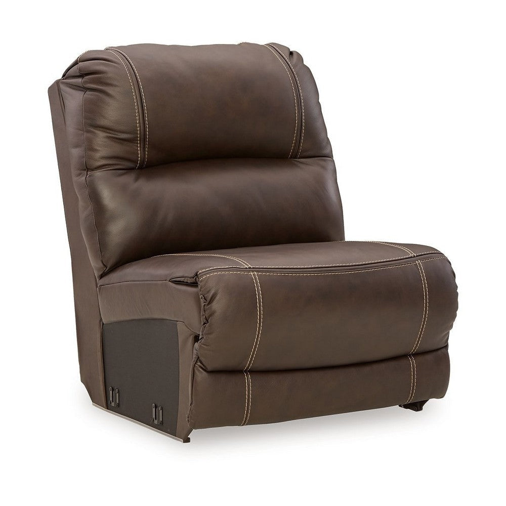 Ashley Rylee Modular Armless Accent Sofa Chair | Chocolate Brown Leather