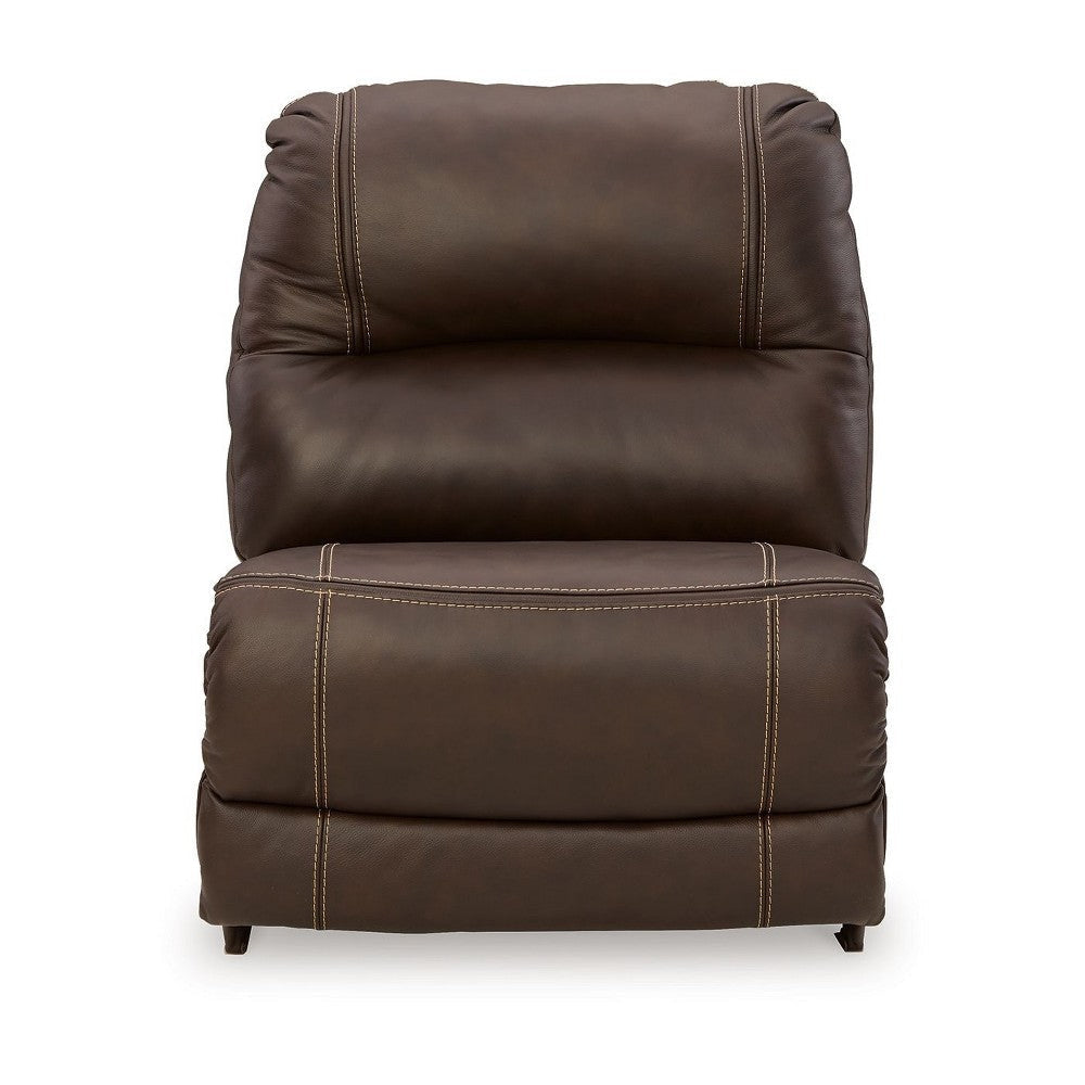 Ashley Rylee Modular Armless Accent Sofa Chair | Chocolate Brown Leather BM327298