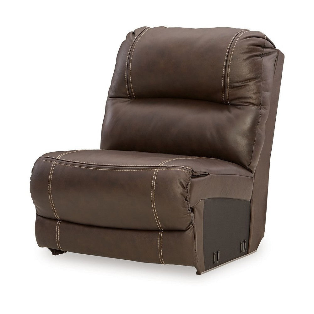 Ashley Rylee Modular Armless Accent Sofa Chair | Chocolate Brown Leather BM327298