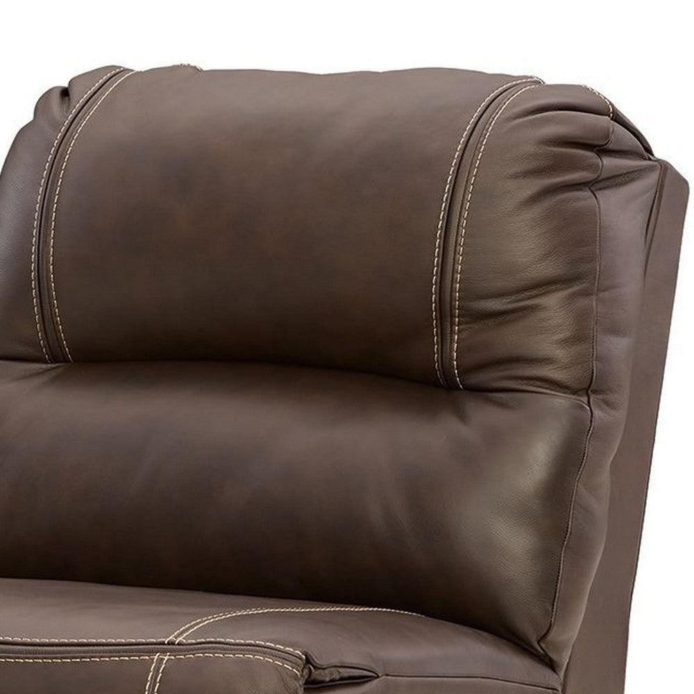 Ashley Rylee Modular Armless Accent Sofa Chair | Chocolate Brown Leather BM327298