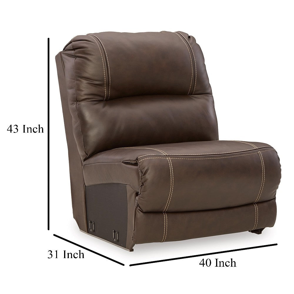 Ashley Rylee Modular Armless Accent Sofa Chair | Chocolate Brown Leather BM327298