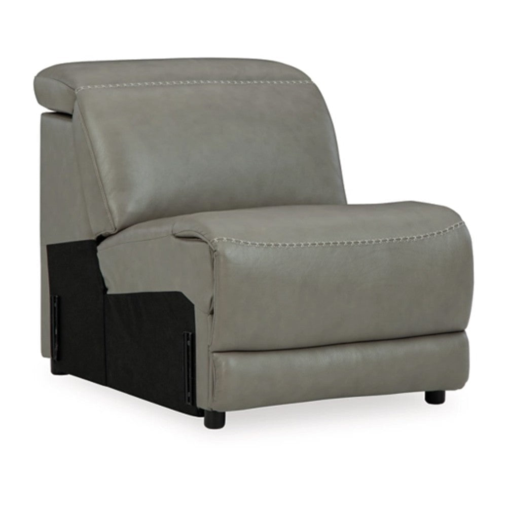 Ashley Reze Modular Armless Chair | Light Gray Real Leather | Soft Cushioning