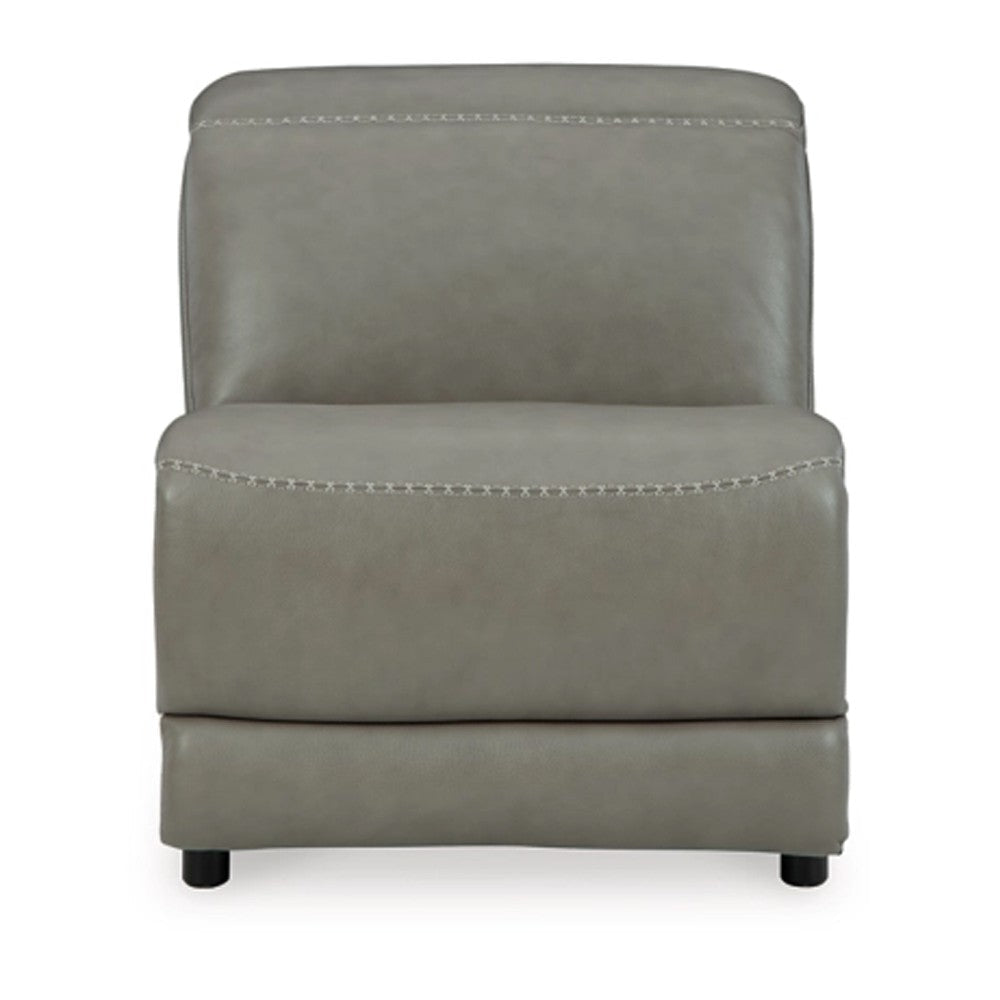 Ashley Reze Modular Armless Chair | Light Gray Real Leather | Soft Cushioning BM327307