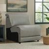 Ashley Reze Modular Armless Chair | Light Gray Real Leather | Soft Cushioning