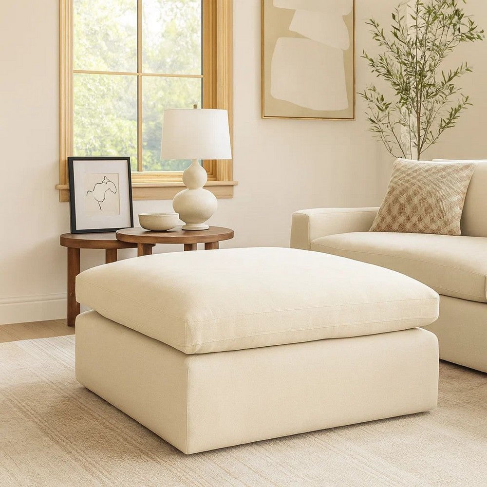 Ashley Elize Oversized Accent Ottoman | Beige Polyester | Soft Cushion | 42"