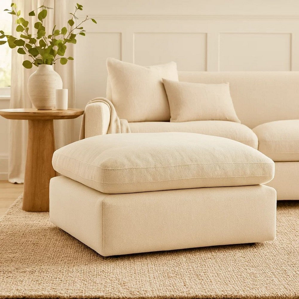 Ashley Elize Oversized Accent Ottoman | Beige Polyester | Soft Cushion | 42"