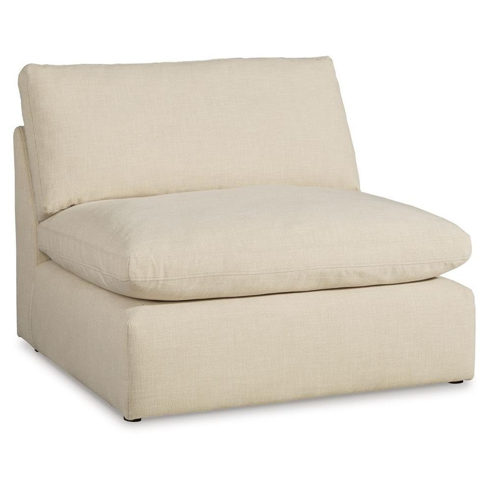 Ashley Elize Modular Armless Accent Chair | Beige Polyester | Plush Cushioned