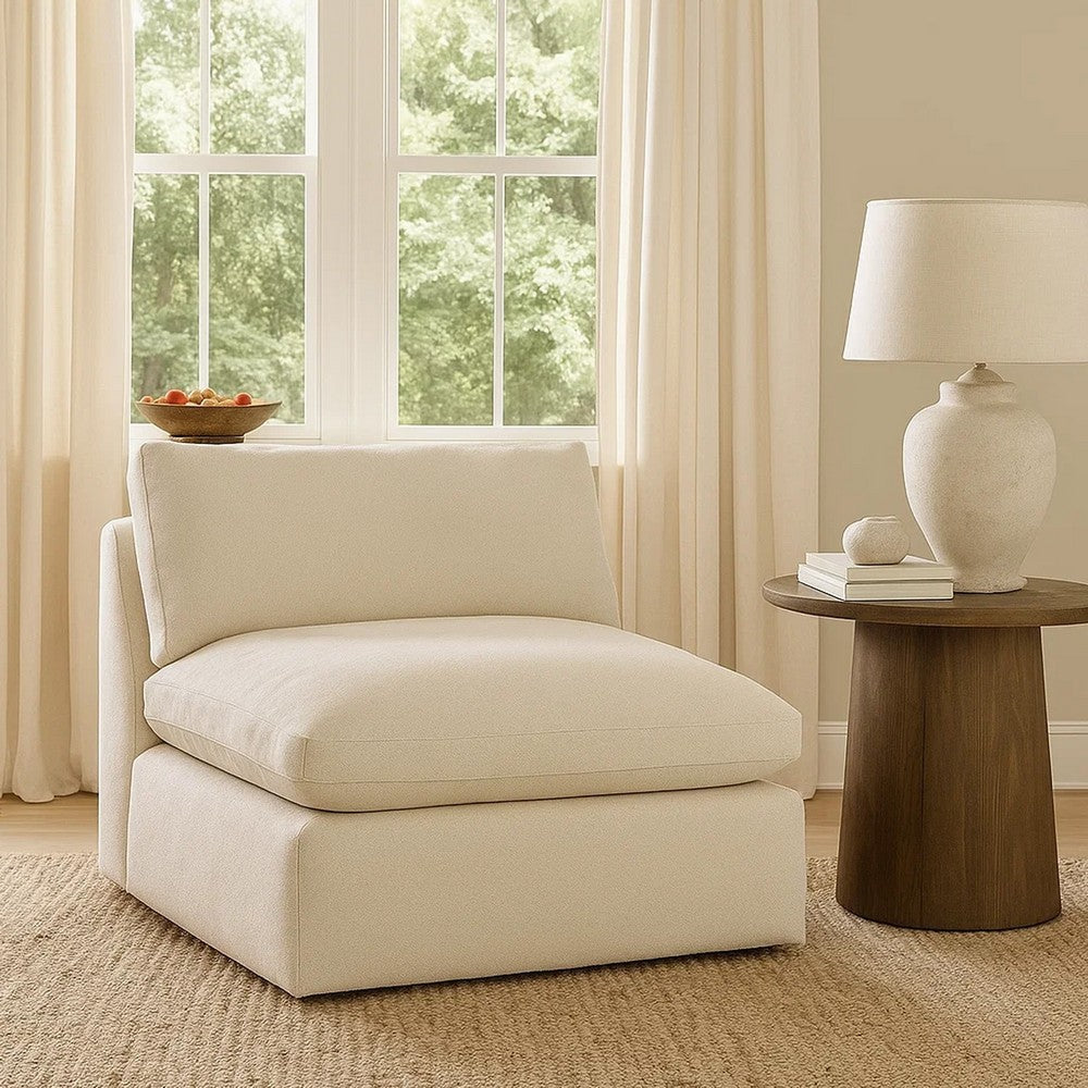 Ashley Elize Modular Armless Accent Chair | Beige Polyester | Plush Cushioned